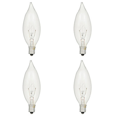 Sylvania 15-Watt Double Life B8 Bent Tip Incandescent Light Bulb (4-Pack) - Super Arbor