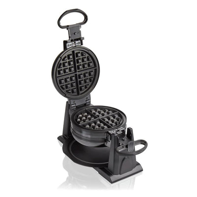 1300 W Double Waffle Black Rotating Belgian Waffle Maker with Removable Plates - Super Arbor