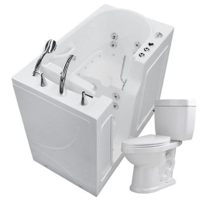 Nova Heated 45.75 in. Walk-In Whirlpool and Air Bath Tub in White with 1.6 GPF Single Flush Toilet - Super Arbor