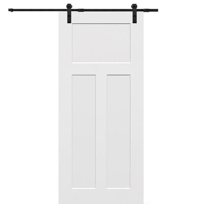32 in. x 80 in. Primed Composite Craftsman Smooth Surface Solid Core Sliding Barn Door with Hardware Kit - Super Arbor