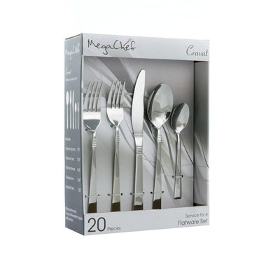 Cravat 20-Piece Silver Stainless Steel Flatware Set (Service for 4) - Super Arbor