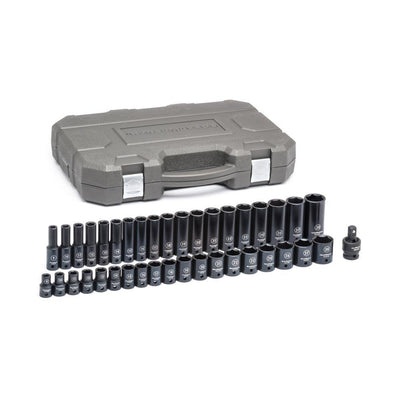 1/2 in. Drive 6-Point Standard and Deep Metric Impact Socket Set (39-Piece) - Super Arbor