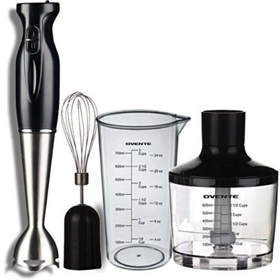 Multi-Purpose Immersion Hand Blender Set 300-Watt, Stainless Steel Blades, Includes Attachments, 2-Speed Settings - Super Arbor