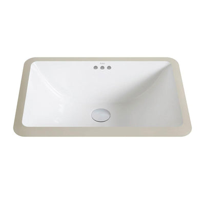 KRAUS Elavo Small Rectangular Ceramic Undermount Bathroom Sink in White with Overflow - Super Arbor