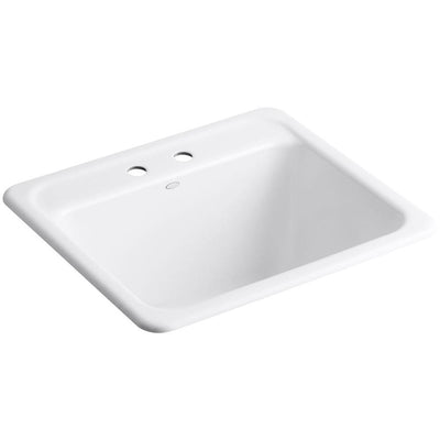 Glen Falls 25 in. x 22 in. x 13.625 in. Cast Iron Utility Sink in White - Super Arbor