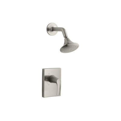 Symbol 1-Spray 6.3 in. Single Wall Mount Fixed Shower Head in Vibrant Brushed Nickel - Super Arbor