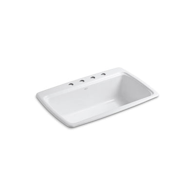KOHLER Cape Dory Drop-in Cast Iron 33 in. 4-Hole Single Bowl Kitchen Sink in White - Super Arbor