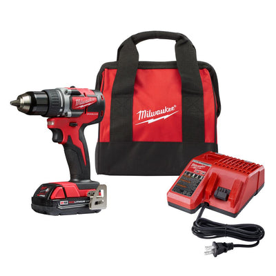 M18 18-Volt Lithium-Ion Brushless Cordless 1/2 in. Compact Drill/Driver with (1) 2.0 Ah Battery, Charger and Tool Bag - Super Arbor