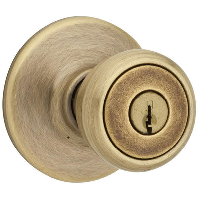 Tylo Antique Brass Exterior Entry Door Knob Featuring Microban Antimicrobial Technology - Super Arbor