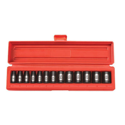 3/8 in. Drive 7-19 mm 6-Point Shallow Impact Socket Set (13-Piece) - Super Arbor