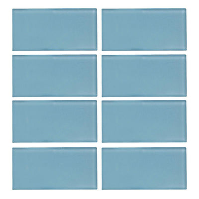 Jeffrey Court Caribbean Water Blue 3 in. x 6 in. Glossy Glass Wall Tile (1 sq. ft. / pack) - Super Arbor