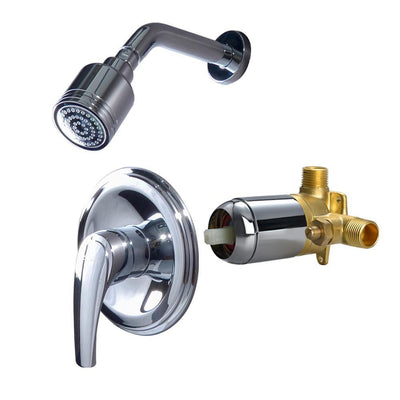 1-Spray Patterns with 4.1 GPM 2.52 in. Wall Mount Rain Fixed Shower Head with Single Lever Handle in Chrome - Super Arbor