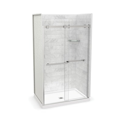 MAAX Utile Marble Carrara 5-Piece Alcove Shower Kit (Common: 32-in x 48-in; Actual: 32-in x 47.875-in)
