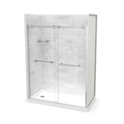 MAAX Utile Marble Carrara 5-Piece Alcove Shower Kit (Common: 32-in x 60-in; Actual: 32-in x 59.875-in)