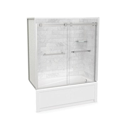 MAAX Utile Marble Carrara 5-Piece Bathtub Shower Kit (Common: 60-in x 30-in; Actual: 46.25-in x 19.5-in)