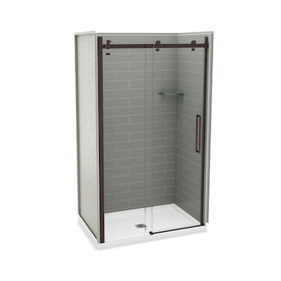 MAAX Utile Ash Grey 5-Piece Alcove Shower Kit (Common: 32-in x 48-in; Actual: 32-in x 47.875-in)