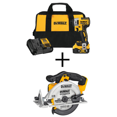 20-Volt MAX Lithium-Ion Cordless 1/4 in. Impact Driver with 20-Volt Cordless 6-1/2 in. Circular Saw (Tool-Only) - Super Arbor