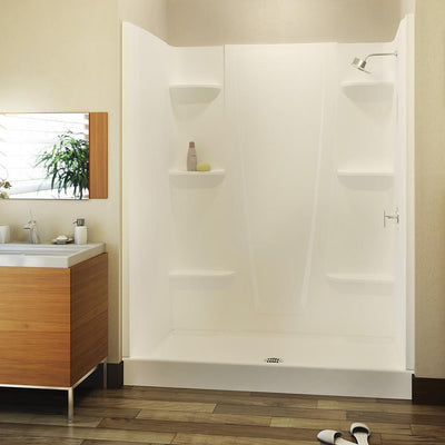 A2 5 in. x 27 in. x 74 in. 2-piece Direct-to-Stud Alcove Shower Wall Panels in White - Super Arbor