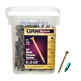 GRK #9 x 2-1/2-in Yellow Polymer-Countersinking Interior/Exterior Wood Screws (300-Count) - Super Arbor