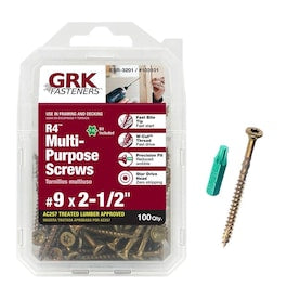 GRK #9 x 2-1/2-in Yellow Polymer-Countersinking Interior/Exterior Wood Screws (100-Count) - Super Arbor