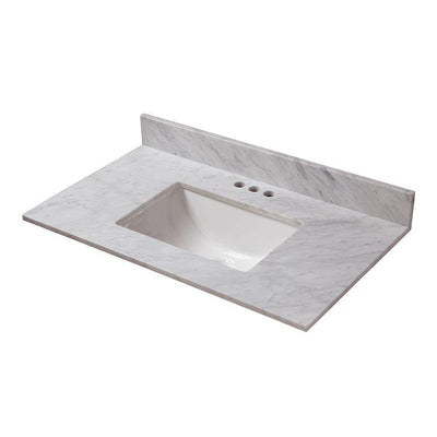 37 in. W x 19 in. D Marble Vanity Top in Carrara - Super Arbor