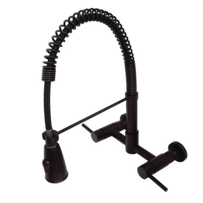 Modern 2-Handle Wall-Mount Pull-Down Sprayer Kitchen Faucet in Oil Rubbed Bronze - Super Arbor