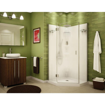 Daylight 36 in. x 36 in. x 72 in. Center Drain Corner Shower Kit in White with Frameless Door in Chrome - Super Arbor