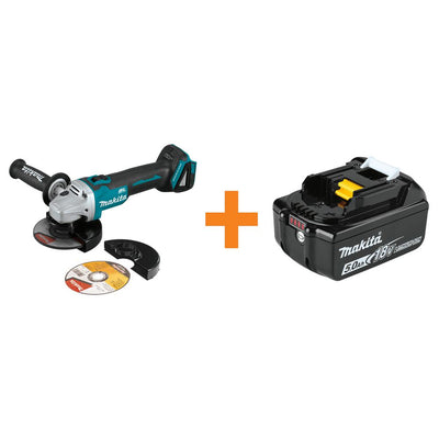 18-Volt LXT Brushless 4-1/2 in./5 in. Cut-Off/Angle Grinder with Electric Brake, BONUS 18-Volt LXT 5.0 Ah Battery