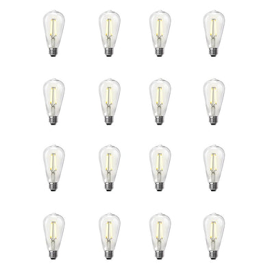 Feit Electric 60W Equivalent ST19 Dimmable LED Clear Glass Vintage Edison Light Bulb With Straight Filament Warm White (16-Pack) - Super Arbor