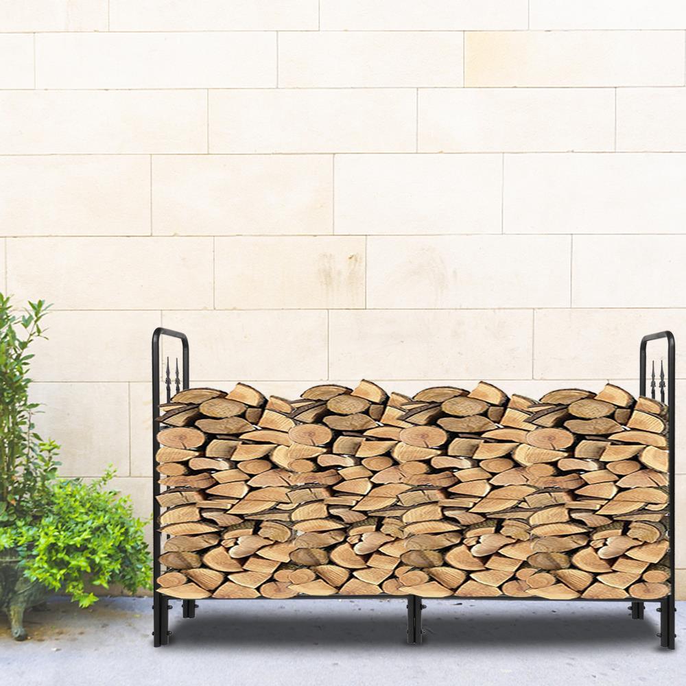 Zimtown Outdoor Firewood Racks Steel Wood Storage Log Rack Holder Blac ...