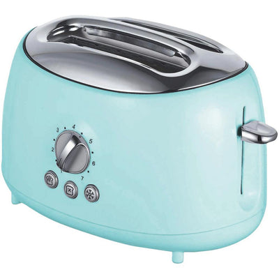 Retro 2-Slice Blue Extra-Wide Slot Toaster with Cool-Touch Exterior - Super Arbor