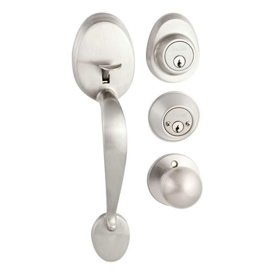 Oviedo Double Cylinder Satin Nickel Door Handleset - Super Arbor