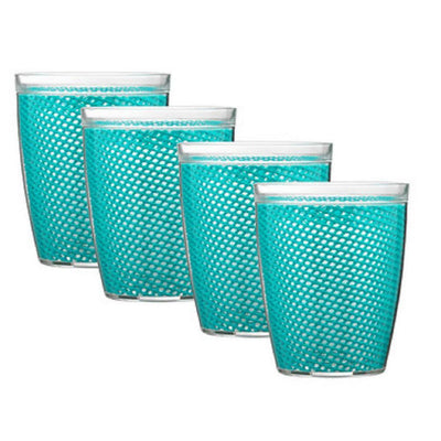 Fishnet 14 oz. Teal Insulated Drinkware (Set of 4) - Super Arbor