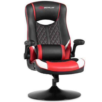 Red PVC Rocking Gaming Chair Rocker Racing Style Computer Office Chair 360° Swivel - Super Arbor