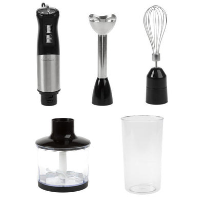 6-Speed 4-in-1 Black Immersion Blender with Chopper and Whisk Attachment - Super Arbor