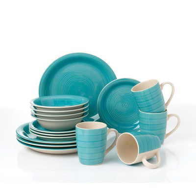 16-Piece Sapphire Blue Porcelain Dinnerware Set (Service for 4) - Super Arbor