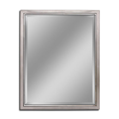 24 in. W x 30 in. H Classic Metal Framed Wall Mirror in Brush Nickel / Chrome - Super Arbor