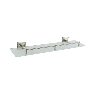 Square 20 in. Frosted Glass Shelf with Rail in Satin Nickel - Super Arbor