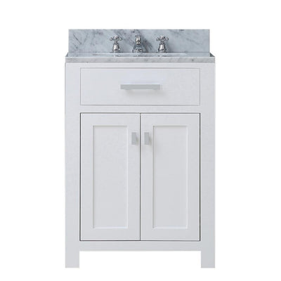 Madison 30 in. Vanity in Modern White with Marble Vanity Top in Carrara White