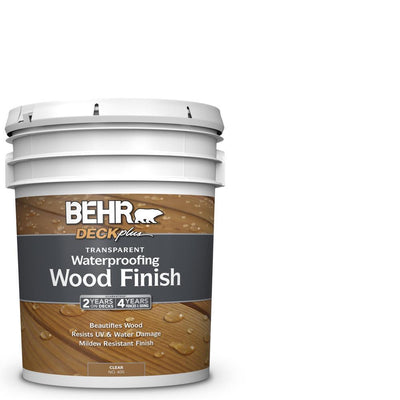 BEHR DECKplus 5 Gal. Natural Clear Transparent Waterproofing Exterior Wood Finish - Super Arbor