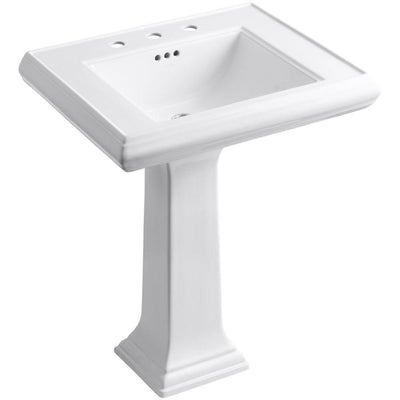KOHLER Memoirs Classic Ceramic Pedestal Bathroom Sink in White with Overflow Drain - Super Arbor