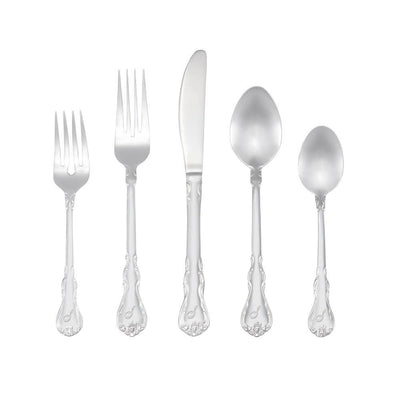 Bouquet Monogrammed Letter S 46-Piece Silver Stainless Steel Flatware Set (Service for 8) - Super Arbor