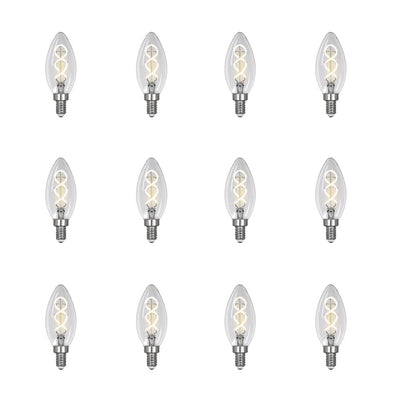 Feit Electric 40-Watt Equivalent B10 Dimmable Candelabra Clear Glass Vintage LED Light Bulb with Spiral Filament Warm White (12-Pack) - Super Arbor