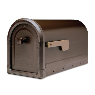 Roxbury Post Mount Mailbox Rubbed Bronze with Premium Cast Aluminum Knob and Champagne Flag - Super Arbor