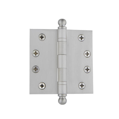 4 in. Ball Tip Heavy Duty Hinge with Square Corners in Satin Nickel - Super Arbor