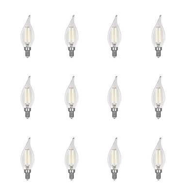 Feit Electric 40-Watt Equivalent CA10 Dim Candelabra Clear Glass Vintage Edison LED Light Bulb with Filament Warm White (12-Pack) - Super Arbor