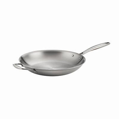 Gourmet Tri-Ply Clad 12 in. Stainless Steel Frying Pan with Helper Handle - Super Arbor