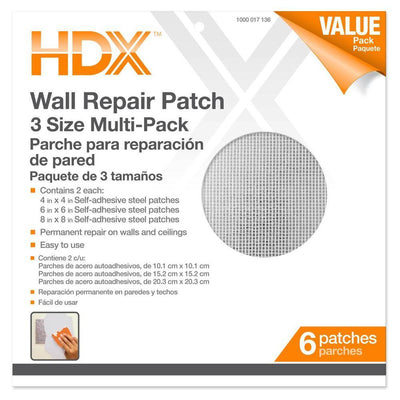 HDX 4, 6, 8 in. Multi Pro-Pack Drywall Repair Patches - Super Arbor