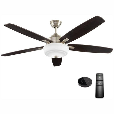 Sudler Ridge 60 in. LED Brushed Nickel Ceiling Fan with Light Kit Works with Google Assistant and Alexa - Super Arbor