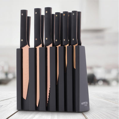 Knight 13-Piece Titanium Plated Cutlery Block Set - Super Arbor